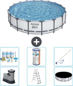 Piscina Bestway Round Steel Pro MAX - 549 x 122 cm - grigio - compresa pompa - scala - copertura pacchetto manutenzione - filtro - kit pulizia
