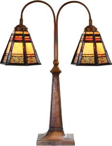 LumiLamp 5LL-6366 Lampada da tavolo Tiffany in vetro marrone 48x19x64 cm E27