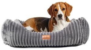 Lettino per cani Boutique ZOO L 103x81 cm | Morbido divano per cani con cuscino | Lavabile e antiscivolo | Look grigio scamosciato