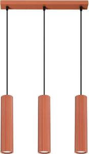 Lampada a sospensione KARBON 3L rosso ocra 3xGU10 10W alluminio 98x6.5x45cm Sollux Lighting