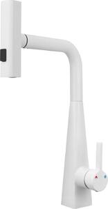 Rubinetto da cucina - Miscelatore estraibile - Acciaio inox 304 - Bocca girevole - Cartuccia Vetroceramica - Attacco G3/8 - Montaggio su lavello - Bianco