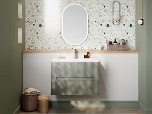 Mobile bagno sospeso con lavabo da incasso scanalato verde 80 cm - PAVANI