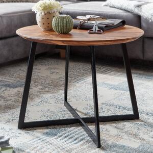 FineBuy tavolino 60x60x45 cm sheesham legno massiccio/metallo tavolino da divano rotondo tavolo da soggiorno tavolino solido tavolino da salotto
