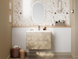 Mobile sotto lavabo sospeso beige scanalato 80 cm - PAVANI