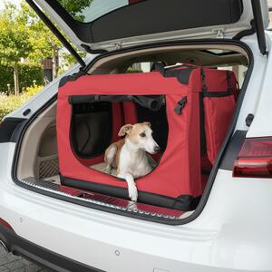 Trasportino per animali domestici belviona pieghevole, comodo e sicuro, Oxford + rete, riponibile in poco spazio, fino a 18 kg, 82x58x58 cm, rosso vino