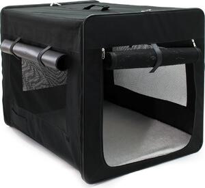 Wiltec box pieghevole per cani, gatti XXL (106x71x81cm), robusto, leggero, sicuro, box per cani con cuscino rimovibile, nero