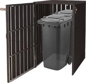 XL 1/2 Coperchio per cestino in WPC HWC-J28, contenitore per cestino, in metallo effetto legno, estensibile ~ antracite