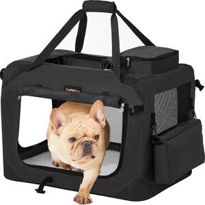 Feandrea Cassa pieghevole per cani, trasportino per cani, S, borsa per cani, tessuto oxford, rete, traspirante, portatile, struttura in metallo, con maniglie, tasche