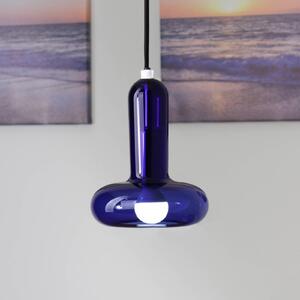 Eco-Light Lampada a sospensione Perseus, blu, Ø 15 cm, vetro, dimmerabile