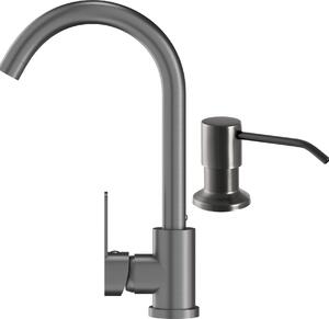 Granitan | Miscelatore da cucina Prestige - Gun Grey - Altezza 325 mm - Orientabile a 360° - Dispenser per sapone
