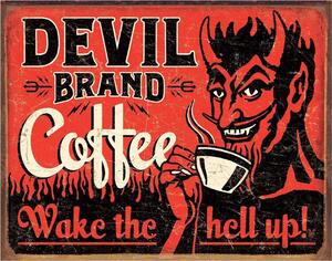 Cartello in metallo Devil Brand Coffee, (40 x 31.5 cm)