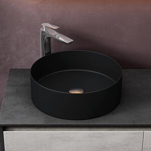 Doporro Lavabo da Appoggio 40x40x13cm, Lavandino Bagno Br¹ssel203 in Vetroceramica con Nano Rivestimenti inclusi, Nero opaco