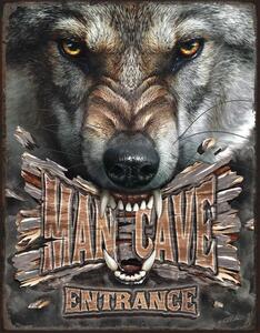 Cartello in metallo Man Cave Wolf, (30 x 42 cm)
