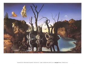 Stampe d'arte Swans Reflecting Elephants 1937, Salvador Dalí, (30 x 24 cm)