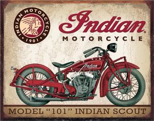 Cartello in metallo Indian Motorcycles - Scout Model 107, (40 x 31.5 cm)