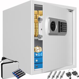 DEUBA® XXL Cassaforte Elettronica 35x40x40cm Doppi Bulloni Illuminazione Interna Cassetta Sicurezza Documenti Argento