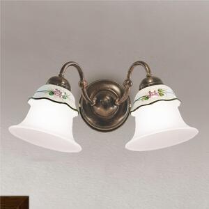 Applique rustica DUE Diffusori in metallo e ceramica decorata a mano FERRARA Dimensioni 35x20x h 18 cm 2 x max 60W E14