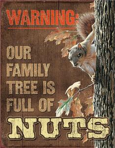Cartello in metallo Family Tree - Nuts, (32 x 41 cm)