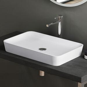 Doporro Lavabo da Appoggio 60x40x9 cm in Solid Surface Bianco Opaco, Lavandino Bagno Design Moderno Colossum815