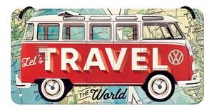 Cartello in metallo Vw Bulli - Let's Travel The World, (20 x 10 cm)