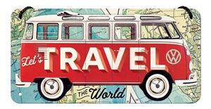 Cartello in metallo Volkswagen Vw - T1 -Travel the world, (20 x 10 cm)