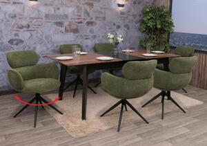 Set di 6 sedie da pranzo HWC-O77, sedia da cucina, girevole a ritorno automatico, tessuto (310g/m²) ciniglia Oeko-Tex ~ verde oliva