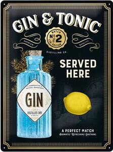 Cartello in metallo Gin Tonic, (30 x 40 cm)