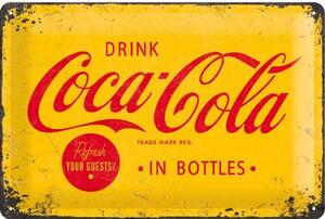 Cartello in metallo Coca-Cola - Yellow logo, (30 x 20 cm)
