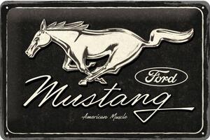 Cartello in metallo Ford Mustang - Horse Logo Black, (30 x 20 cm)