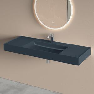 Doporro Lavabo Bagno Sospeso 120 cm Rettangolare in Resina Antracite Opaco con Vasca Integrata Centrale e Piletta Inclusa Colossum630
