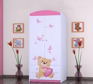 BDW Armadio, 2 ante, 2 cassetti, guardaroba, 180x90 cm, rosa