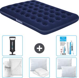 Materasso gonfiabile Bestway - Letto francese - 137 x 191 x 22 cm - Blu - Accessori inclusi