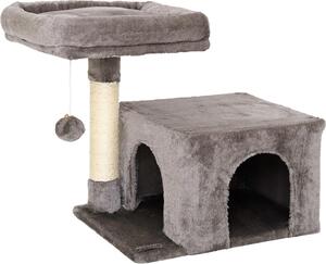 Tiragraffi lionto 50 cm, tiragraffi salvaspazio per gatti con copertura in peluche, palla da gioco e asta in sisal, per gatte e gattini, grigio scuro