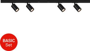 Sistema di binari Briloner Rail, starter set, 4x spot GU10, nero