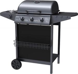 Barbecue a gas Tepro Hampton, 3 bruciatori, 11 kW, acciaio inox verniciato a polvere nera, con accensione piezoelettrica, bruciatore laterale e termometro, superficie della griglia 82 cm, dimensioni: 104,0 x 55,4 x 97,7 cm
