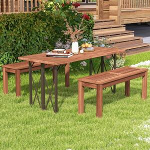 Costway Panca da giardino per terrazza, Panca in legno massello per 2 persone con seduta a doghe Naturale