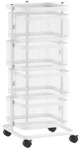 HOMCOM Carrello da cucina con 4 ripiani rotanti 33x33x77 cm, Bianco | Aosom Italy