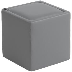 HOMCOM Pouf Contenitore con Coperchio in Ecopelle, 40 x 40 x 40 cm, Grigio | Aosom Italy