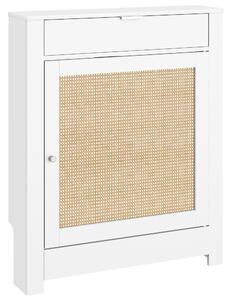HOMCOM Copritermosifoni con Anta in rattan e Scomparto, Design Boho, Bianco | Aosom Italy