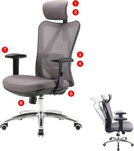 Sedia da ufficio SIHOO, ergonomica, supporto lombare regolabile, portata 150 kg ~ senza poggiapiedi, grigio