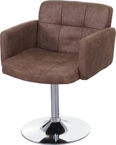 Sedia da pranzo Orlando, sedia girevole, Similcuoio scamosciata cromata certificata MVG ~ vintage brown
