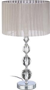 Lampada da comodino Relaxdays in cristallo, paralume in tessuto, A x P: 53 x 29,5 cm, lampada da tavolo per soggiorno e camera da letto, grigio/argento