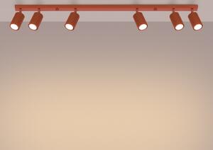 Lampada da soffitto KARBON 6L rosso ocra 6xGU10 10W alluminio 16.5x6.5x117cm Sollux Lighting