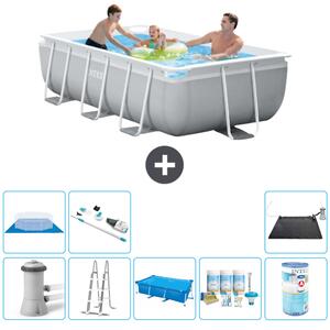 Piscina Intex rettangolare con struttura a prisma - 300 x 175 x 80 cm - grigio - inclusa pompa - tenda a scaletta - pacchetto manutenzione - filtro - telo di fondo - aspirapolvere - tappeto solare