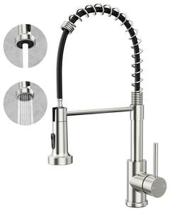 Rubinetto da cucina Rainsworth in acciaio inox estraibile - Rubinetto da cucina ad alta pressione a due getti con doccia estraibile, rubinetto per lavello con rotazione a 360° adatto per cucina Disegno a filo
