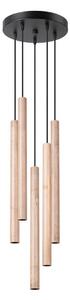 Lampada a sospensione PASTELO 5P legno 5xG9 8W acciaio/legno 110x25x25cm Sollux Lighting