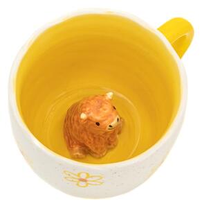 Tazza gialla e color crema in porcellana 350 ml Surprise Highland Cow – Sass & Belle