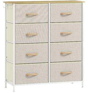 HOMCOM Cassettiera 8 Cassetti Pieghevoli con 4 Tasche e 2 Ganci, in Legno, Acciaio e Tessuto, 86x30x94.5 cm | Aosom Italy