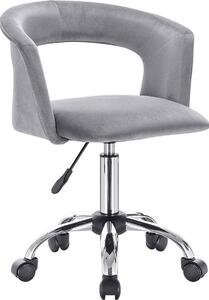DeLuxuriös Sedia da ufficio su rotelle - Velluto - Sedia ergonomica per adulti - Regolabile in altezza - Grigio chiaro