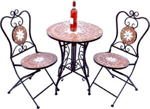 DanDiBo gruppo di sedute Merano 12001-2 Tavolo da giardino + 2 pz. Sedia da giardino a mosaico in metallo